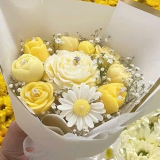 Bó Hoa Nến Thơm 10 Bông Mix (Vàng-Trắng)