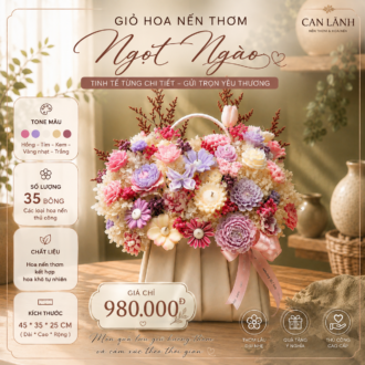 Giỏ Hoa Nến Thơm Kết Hợp Hoa Khô – Món Quà Đặc Biệt