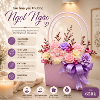 Giỏ Hoa Nến Thơm "Ngọt Ngào" – Quà Tặng Handmade Cao Cấp Sang Trọng Và Ý Nghĩa
