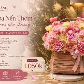 Giỏ Hoa Nến Thơm Sắc Hồng An Nhiên
